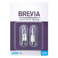 Акция на Лампа Brevia накаливания H6W 12V 6W BA9s 2шт (12332B2) от MOYO