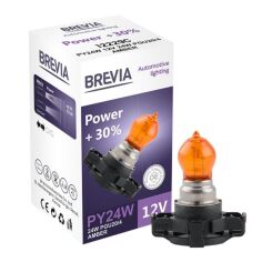 Акция на Лампа Brevia галогеновая PY24W 12V/24V PGU20/4 AMBER Power +30% CP (12229C) от MOYO