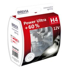 Акция на Лампа Brevia галогеновая H4 12V 60/55W P43t Power Ultra +60% S2 (12040PUS) от MOYO