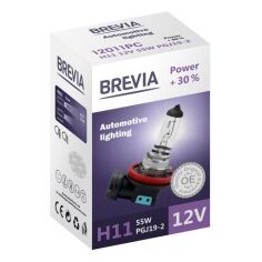 Акция на Лампа Brevia галогеновая H11 12V 55W PGJ19-2 Power +30% CP (12011PC) от MOYO