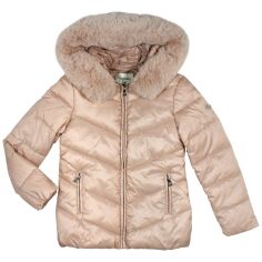Акція на Коротка стьобана куртка з капюшоном для дівчинки для дівчинки FRACOMINA mini 1003 рожева 158 від Rozetka