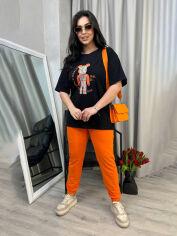 Акция на Костюм оверсайз жіночий Miss Elegant 468 54-56 Оранжевий з чорним от Rozetka