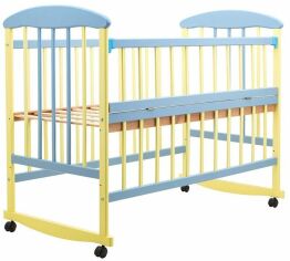 Акция на Детская кроватка Наталка ОЖБО желто-голубая (680687) от Stylus