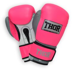 Акция на Перчатки боксерские Thor Typhoon 16oz /Кожа /розово-бело-серые от Stylus