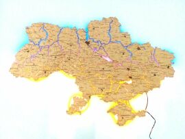 Акція на Карта Украины из фанеры настенный декор с Led подсветкой Nevet сине-желтый 120х80 см (0001202) від Stylus