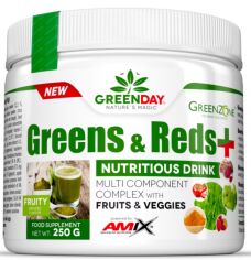 Акция на Amix GreenDay Greens & Reds Комплекс красных и зеленых фруктов + витамины 250 г вкус фруктовый от Stylus