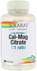 Акція на Solaray Cal-Mag Citrate, 1:1 Ratio, High Potency, 180 Veg Capsules (SOR04525) від Stylus