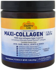 Акция на Country Life Country Life Maxi-Collagen C & A plus Biotin High Potency Flavorless Powder 7.5 oz (213 g) Коллаген макси с витамином А и С плюс биотин от Stylus