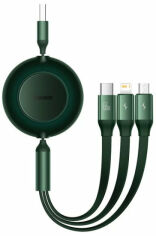 Акція на Baseus Cable USB-C to Micro USB/Lightning/Type-C Bright Mirror 2 Series 66W 1.1m Green (CAMJ010106) від Stylus