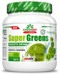 Акція на Amix GreenDay Super Greens Smooth Drink Напиток Супер зелень 360 г вкус зеленое яблоко від Stylus