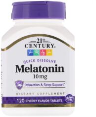 Акция на 21st Century Melatonin 10 mg 120 Quick Dissolve Tablets Cherry Flavor (CEN-27503) от Stylus