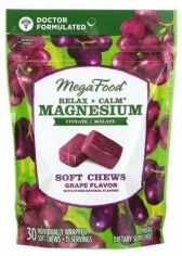 Акция на MegaFood Relax + Calm Magnesium Soft Chews Grape flavour Успокаивающий Магний вкус винограда 30 мягких жевательных конфет в индивидуальной упаковке от Stylus