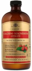 Акция на Solgar Calcium Magnesium Citrate with Vitamin D3 Liquid Natural Strawberry Flavor , Солгар Кальций магний D3, вкус клубники (473 ml) от Stylus