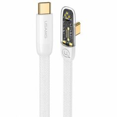 Акция на Usams Cable USB-C to USB-C Right-Angle Pd 100W 1.2m White (US-SJ584) от Stylus