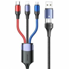 Акция на Usams USB/USB-C Cable to Lightning/microUSB/USB-C Triple Head 3in1 1.2m Black (US-SJ549) от Stylus