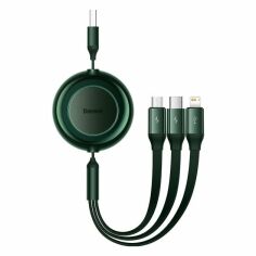 Акция на Baseus Usb Cable to Micro USB/Lightning/Type-C Bright Mirror 2 Series 3.5A 1.1m Green (CAMJ010006) от Stylus