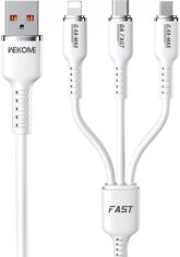 Акція на Wk Usb Cable to Micro USB/Lightning/Type-C Tint Series Real Silicon Super Fast Charging 66W White (WDC-07th) від Stylus