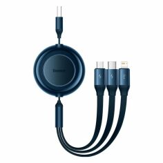 Акція на Baseus Usb Cable to Micro USB/Lightning/Type-C Bright Mirror 2 Series 3.5A 1.1m Blue (CAMJ010003) від Stylus