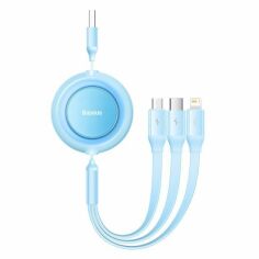 Акція на Baseus Usb Cable to Micro USB/Lightning/Type-C Bright Mirror 2 Series 3.5A 1.1m Sky Blue (CAMJ010017) від Stylus