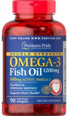 Акція на Puritan's Pride Double Strength Omega-3 Fish Oil 1200 mg/600 mg Omega-3 90 Softgels Омега-3 удвоенной силы від Stylus