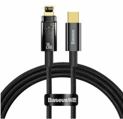 Акция на Baseus Cable USB-C to Lightning Explorer Series Auto Power-Off Fast Charging 20W 1m Black (CATS000001) от Stylus