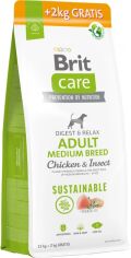 Акция на Сухой корм Brit Care Dog Sustainable Adult Medium Breed для взрослых собак средних пород с курицей и насекомыми 12+2 кг (8595602565733) от Stylus