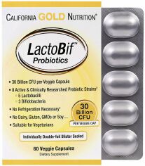 Акция на California Gold Nutrition, LactoBif Probiotics, 30 Billion CFU, 60 Veggie Capsules (CGN00965) от Stylus
