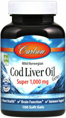 Акція на Carlson Labs Wild Norwegian Cod Liver Oil Gems Super 1000 mg 250 Soft Gels Рыбий жир из печени трески від Stylus