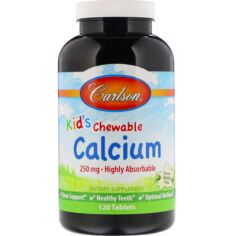 Акция на Carlson Labs Kid's Chewable Calcium 250 mg 120 Tabs Natural Vanilla Flavor Жевательный кальций для детей от Stylus