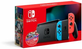 Акція на Nintendo Switch Oled with Neon Blue and Neon Red Joy-Con Mario Kart 8 Deluxe Bundle від Stylus