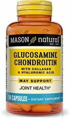 Акция на Mason Natural Glucosamine Chondroitin With Collagen & Hyaluronic Acid Глюкозамин, хондроитин с коллагеном и гиалуроновой кислотой 90 капсул от Stylus