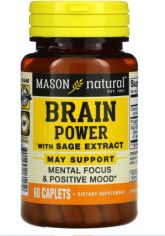 Акція на Mason Natural Brain power with sage extract Сила мозга с экстрактом шалфея 60 каплет від Stylus