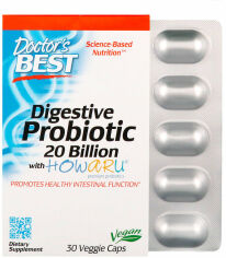Акция на Doctor's Best, Digestive Probiotic with Howaru, 20 Billion CFU, 30 Veggie Caps (DRB-00362) от Stylus