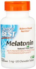 Акция на Doctor's Best, Melatonin, Natural Mint Flavor, 5 mg, 120 Chewable Tablets (DRB-00407) от Stylus
