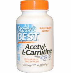 Акция на Doctor's Best Acetyl-L-Carnitine Biosint 500 mg 120 caps Ацетил L-Карнитин от Stylus