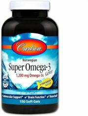 Акция на Carlson Labs Norwegian Super Omega-3 Gems 180 Soft Gels Норвежские таблетки супер омега-3 от Stylus