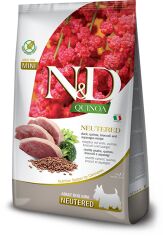 Акція на Сухой корм Farmina N&D Quinoa Duck, Brocooli & Asparagus Neutered для взрослых стерилизованных собак мелких пород, утка, киноа, брокколи и спаржа 2.5 кг 38630 (X/04/192) від Stylus