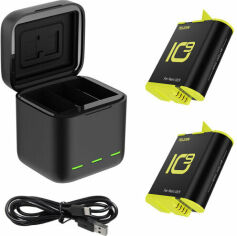 Акция на Зарядное устройство с аккумуляторами для GoPro 12/11/ 10 / 9 Telesin GP-BNC-901 от Stylus