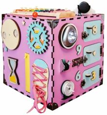 Акція на Развивающая игрушка Бизикуб Temple Group Розовый 30х30х30 см (TG200132) від Stylus