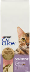 Акция на Сухой корм Purina Cat Chow Sensitive для взрослых кошек с чувствительной кожей и пищеварением с лососем 15 кг (7613035394902) от Stylus