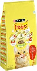 Акция на Сухой корм Friskies для взрослых котов с говядиной, курицей и овощами 10 кг (5997204569004) от Stylus