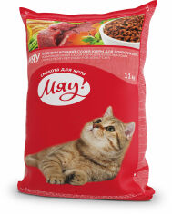 Акция на Сбалансированный сухой корм Мяу! для взрослых кошек с мясом, рисом, овощами, 11 кг (4820083902109) от Stylus