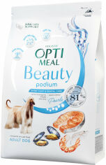 Акция на Сухой корм Optimeal Beauty Podium Блестящая шерсть и уход за зубами для собак всех пород на основе морепродуктов 1.5 кг (4820215366830) от Stylus