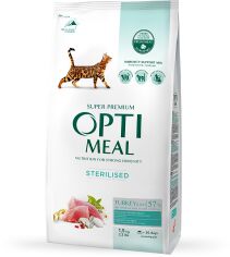 Акция на Сухой корм Optimeal Sterilised cats для стерилизованных кошек с индейкой и овсом 1.5 кг (4820215364713) от Stylus
