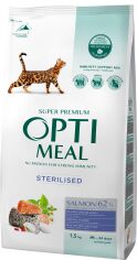 Акция на Сухой корм Optimeal Sterilised cats для стерилизованных кошек с лососем 1.5 кг (4820215368162) от Stylus