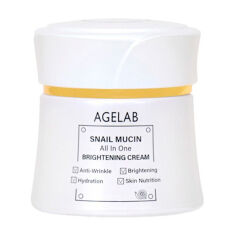 Акція на Універсальний освітлювальний крем для обличчя Agelab Snail Mucin All in One Brightening Cream з муцином равлика, 50 мл від Eva