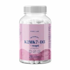 Акция на Вітаміни K2MK7 + Д3 Pure Lab K2MK7 + D3 + Calcium з кальцієм, 130 веганських капсул от Eva