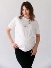 Акція на Піжамна футболка для годуючих мам бавовняна Мамин дім 24302 XL Молочна від Rozetka