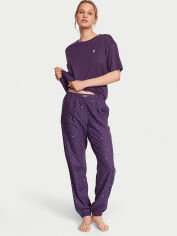 Акція на Піжама (футболка + штани) жіноча бавовняна Victoria's Secret 574854481 XS Фіолетова від Rozetka