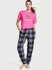 Акция на Піжама (футболка + штани) жіноча бавовняна Victoria's Secret 754594231 M Рожева от Rozetka
